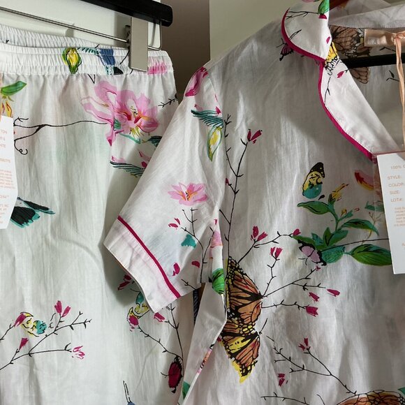 NEW La Cera 2-Piece Loungewear Set | M | Butterfly Floral Print - Picture 2 of 3